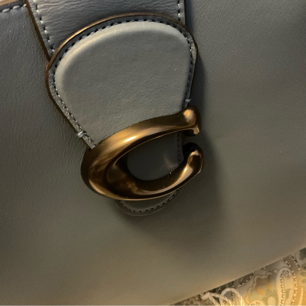 NWT Coach Theo Canyon Tote Bag Pewter Washed Chambray - Picture 12 of 14
